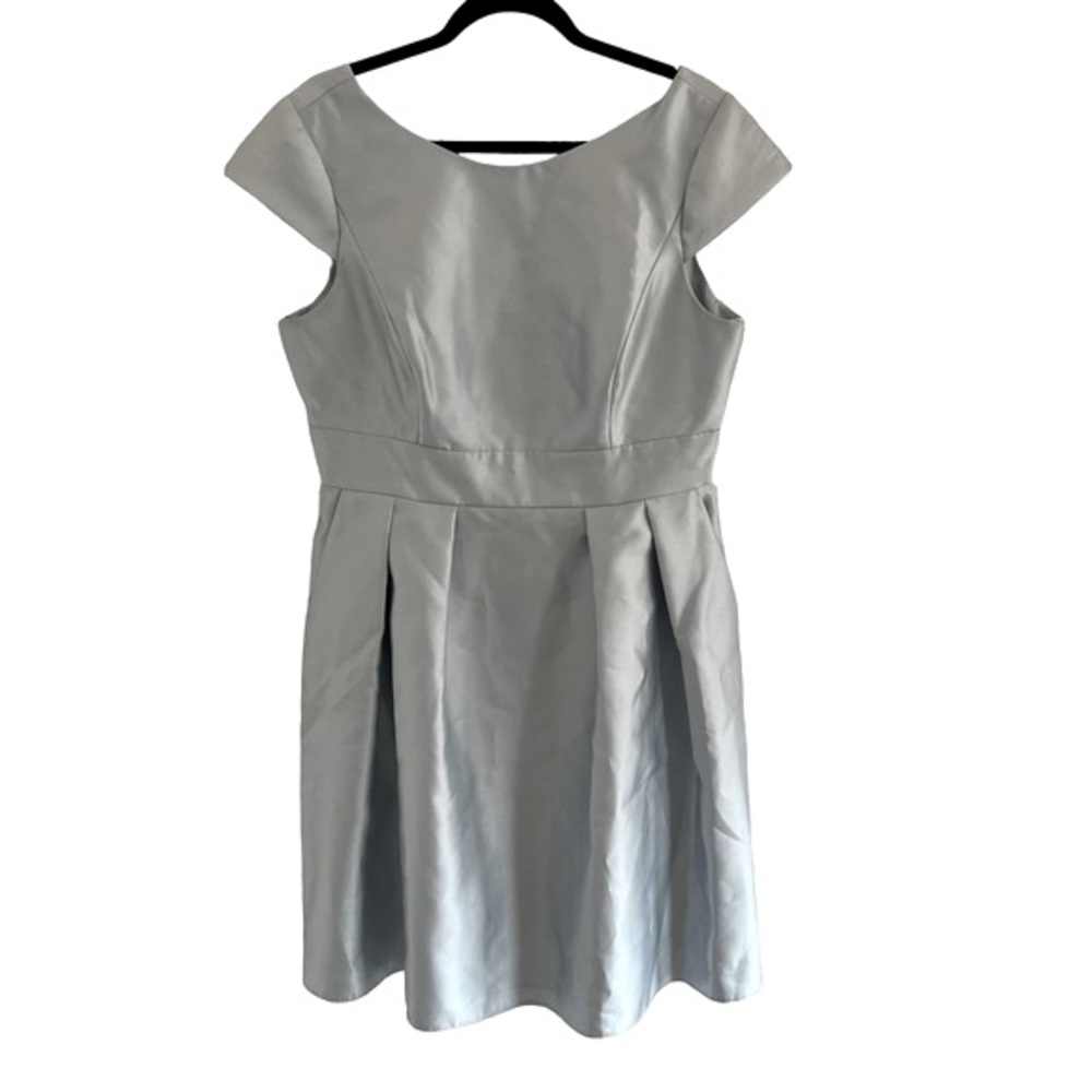 Alfred Sung Blue Mist Cap Sleeve Satin Midi Cocktail Dress size 16 regular - Picture 3 of 8